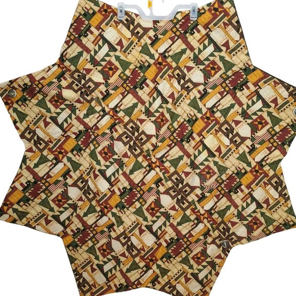 Quilted Christmas Tree Skirt With Closure Holiday Decor Reversible Red Green Yel - Picture 2 of 5